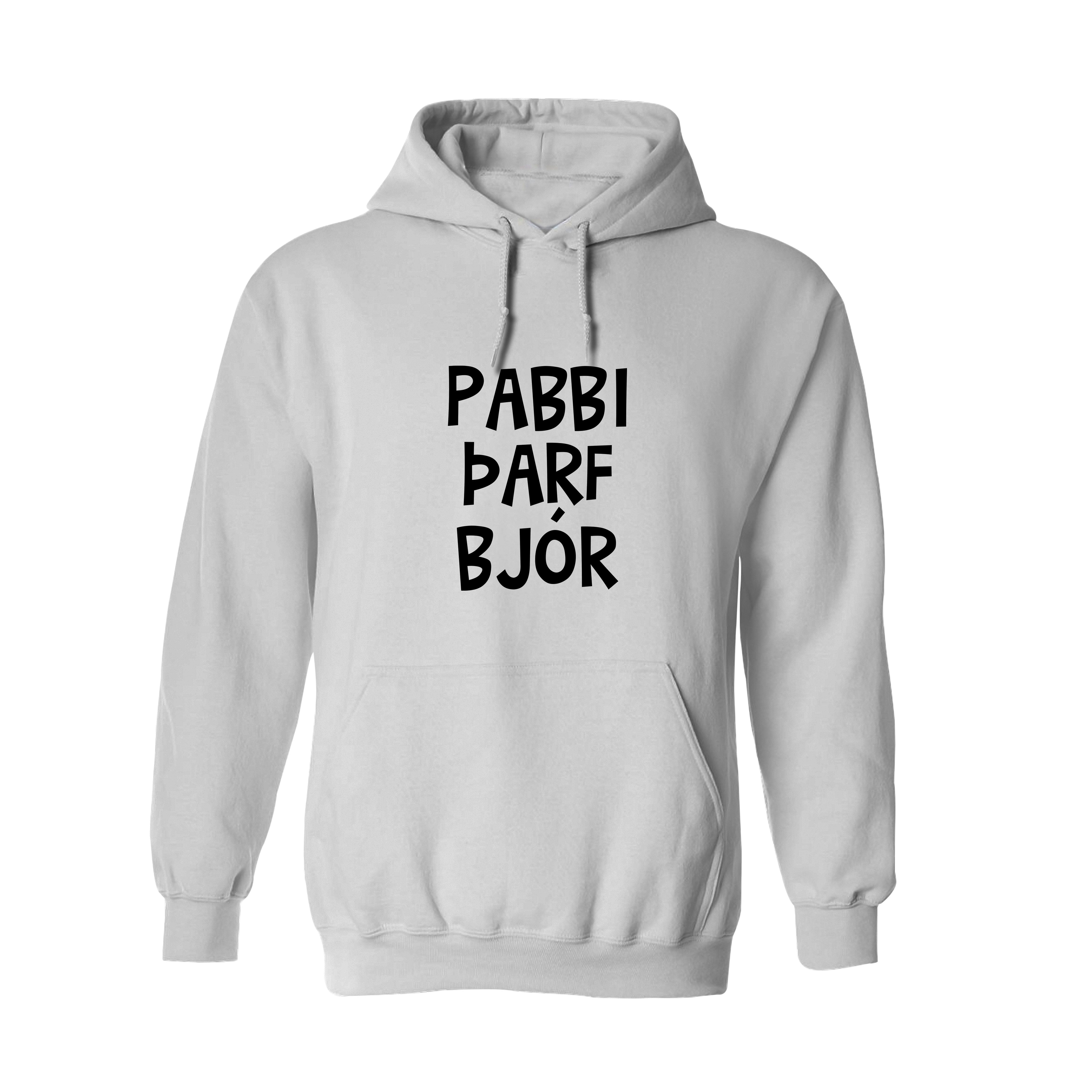 PABBI ÞARF BJÓR - Hettupeysa - Hvít