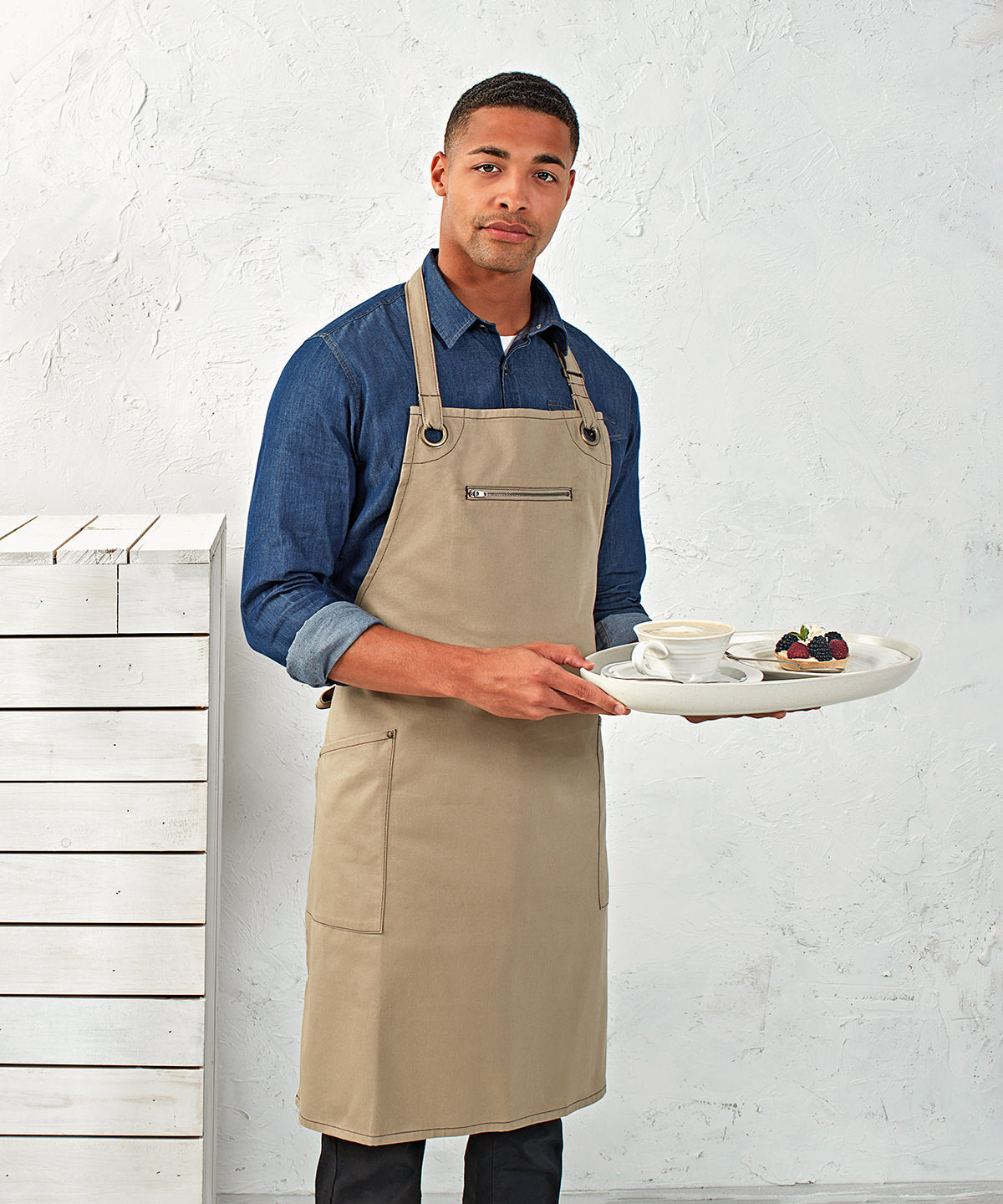 Svuntur - ‘Barley’ Contrast Stitch Bib Apron