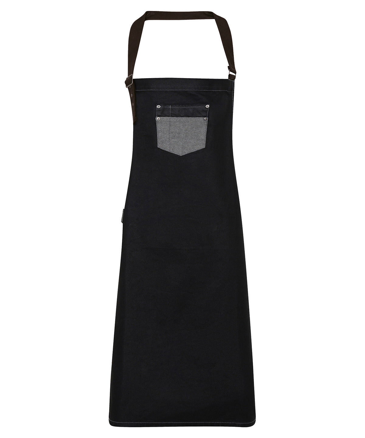 Svuntur - Division Waxed-look Denim Bib Apron With Faux Leather