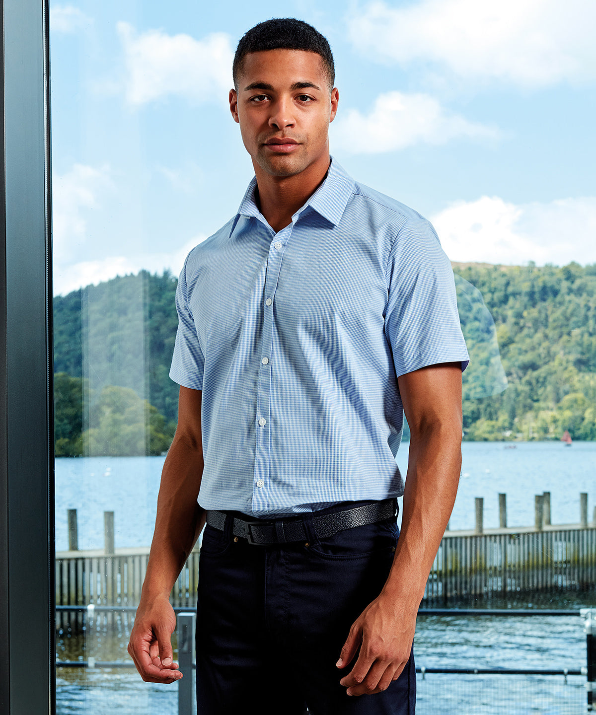 Bolir - Microcheck (Gingham) Short Sleeve Cotton Shirt