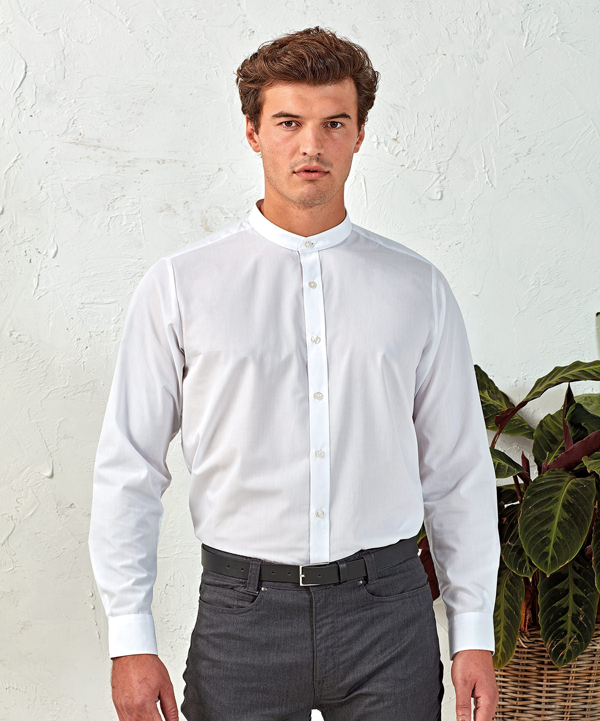 Bolir - Banded Collar Grandad Long Sleeve Shirt