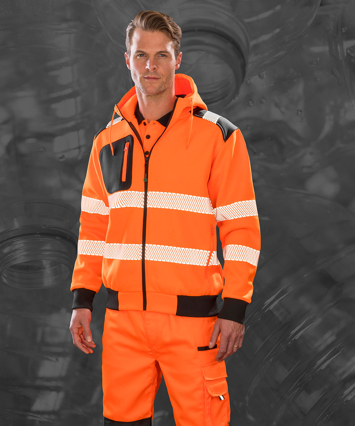 Hettupeysur - Recycled Robust Zipped Safety Hoodie