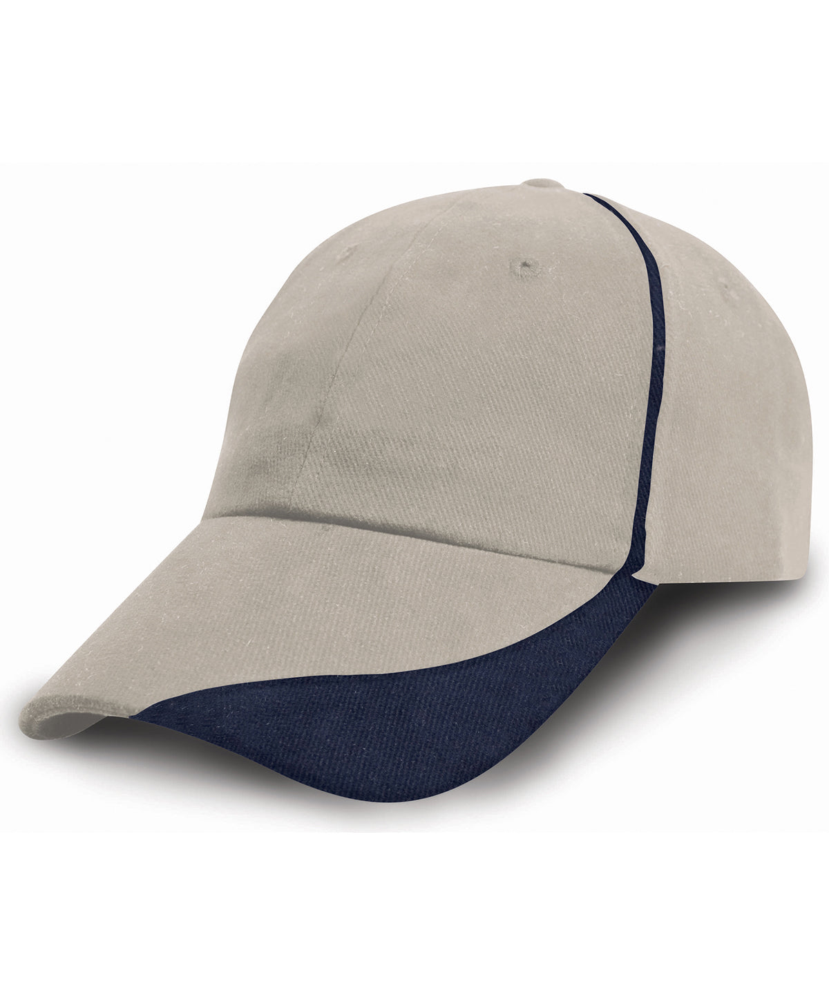Húfur - Heavy Brushed Cotton Cap With Scallop Peak And Contrast Trim