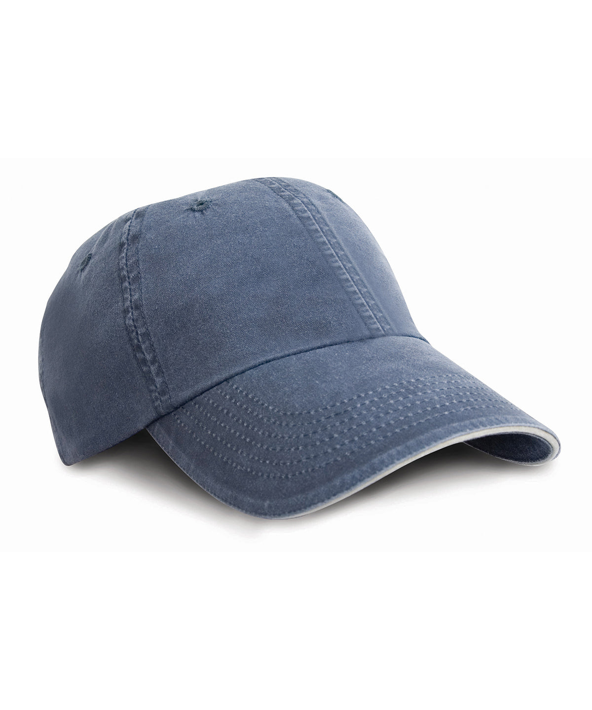 Húfur - Washed Fine Line Cotton Cap With Sandwich Peak