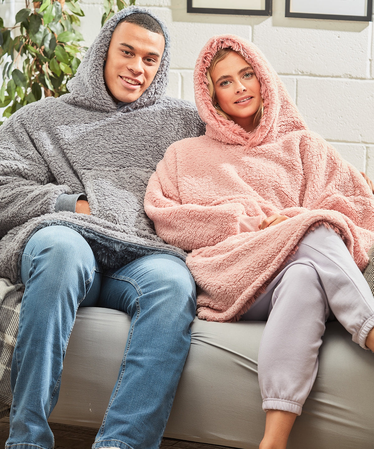 Hettupeysur - The Ribbon Oversized Cosy Reversible Shaggy Sherpa Hoodie