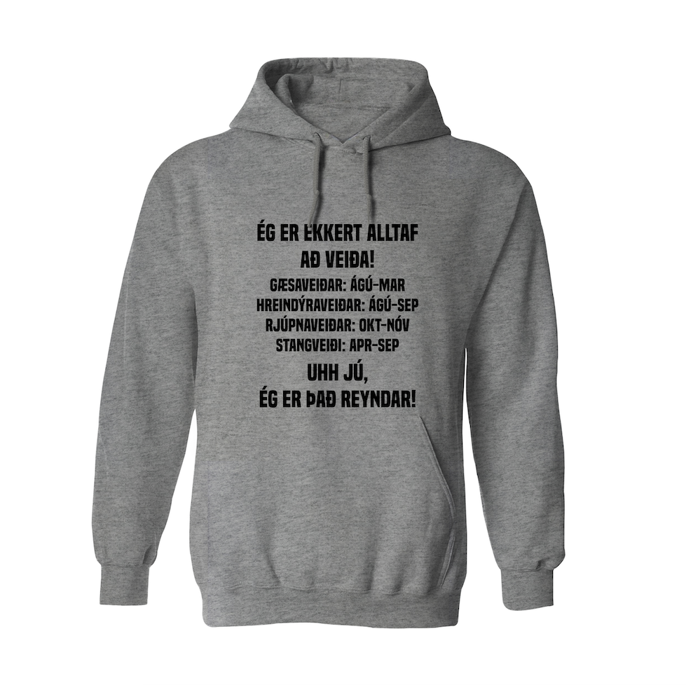 ÉG ER EKKERT ALLTAF AÐ VEIÐA! - Hettupeysa - Grá