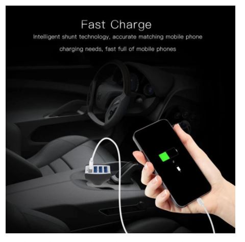 Bílahleðslutæki með 4 USB tengi