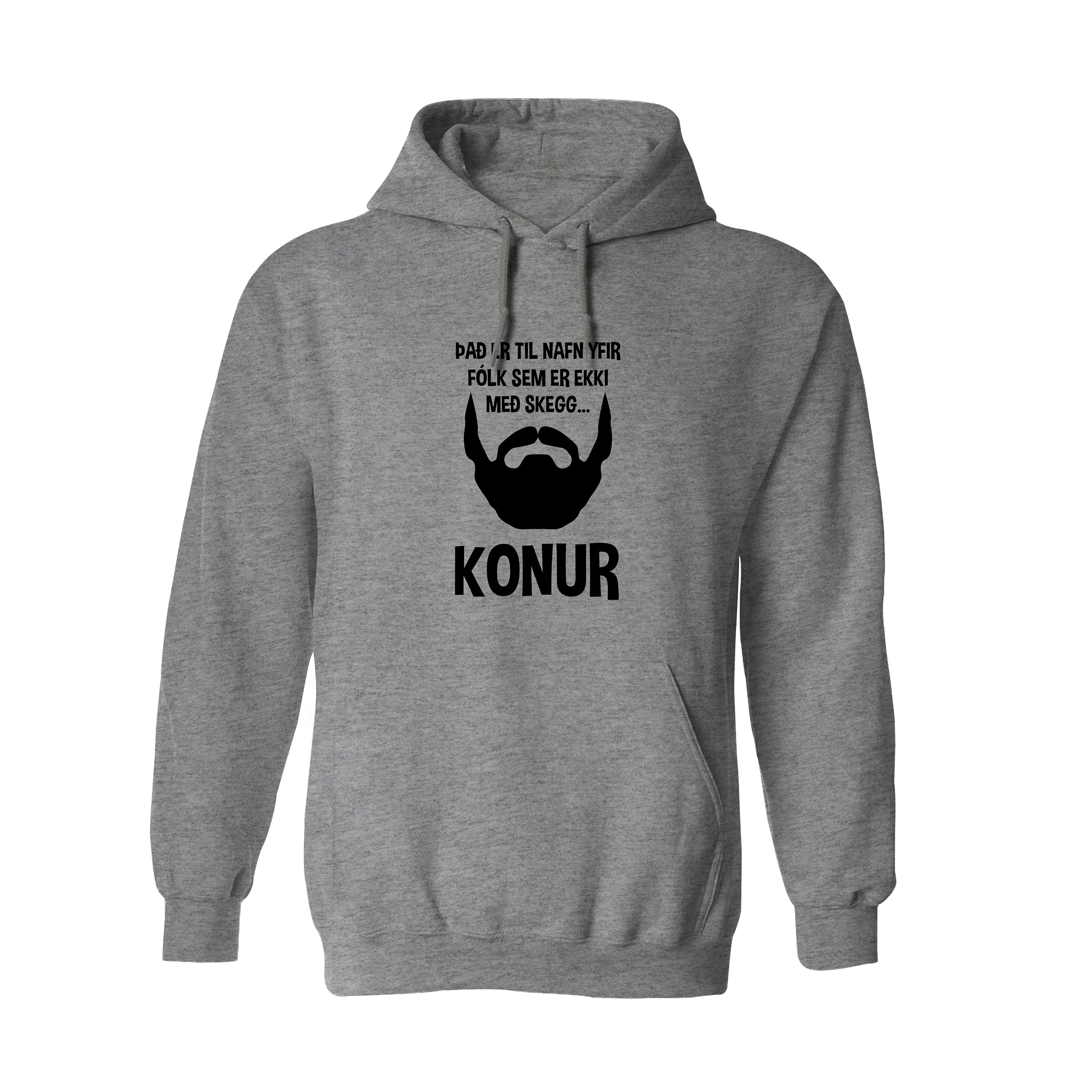 ÞAÐ ER TIL NAFN YFIR FÓLK SEM ER EKKI MEÐ SKEGG - Hettupeysa - Grá