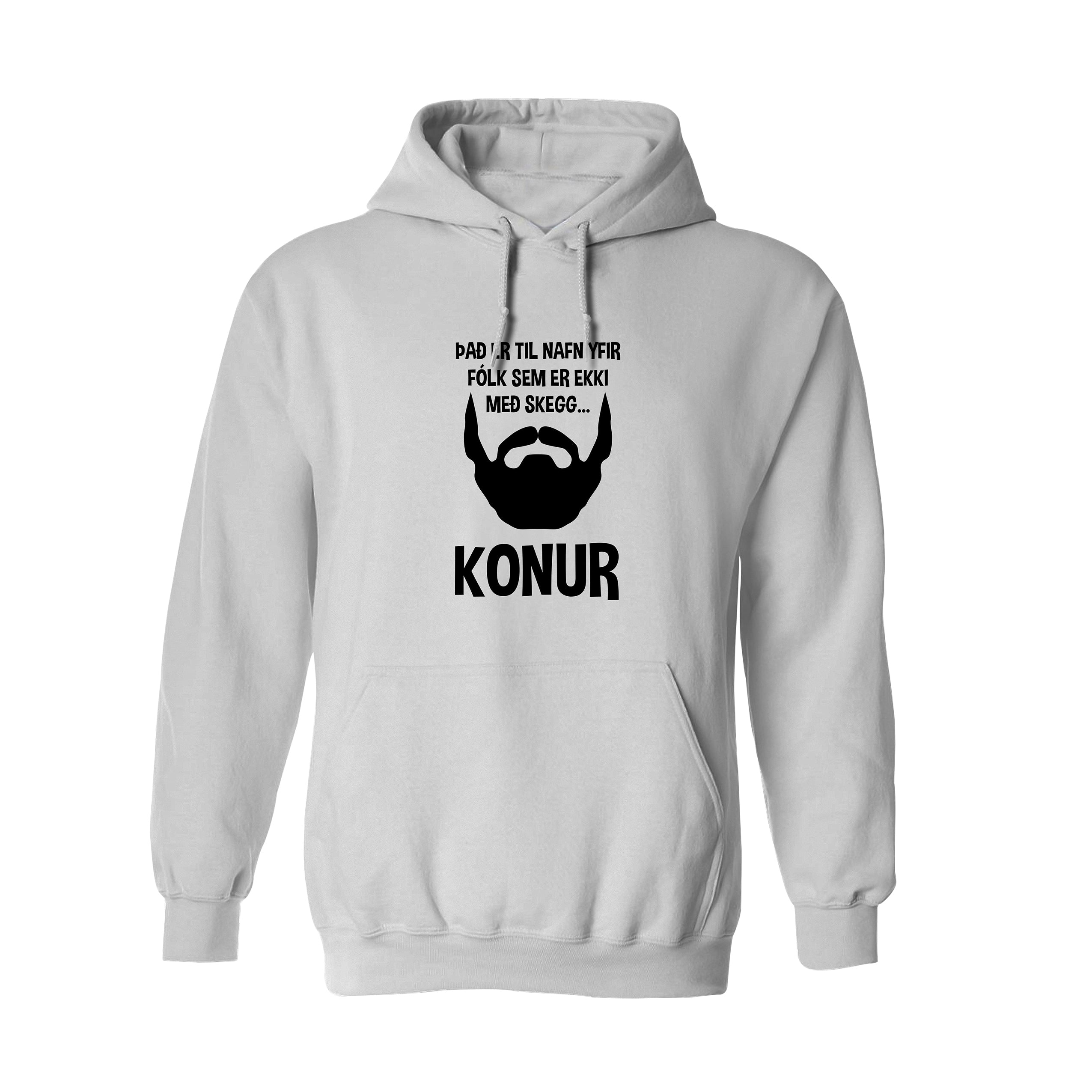 ÞAÐ ER TIL NAFN YFIR FÓLK SEM ER EKKI MEÐ SKEGG - Hettupeysa - Hvít
