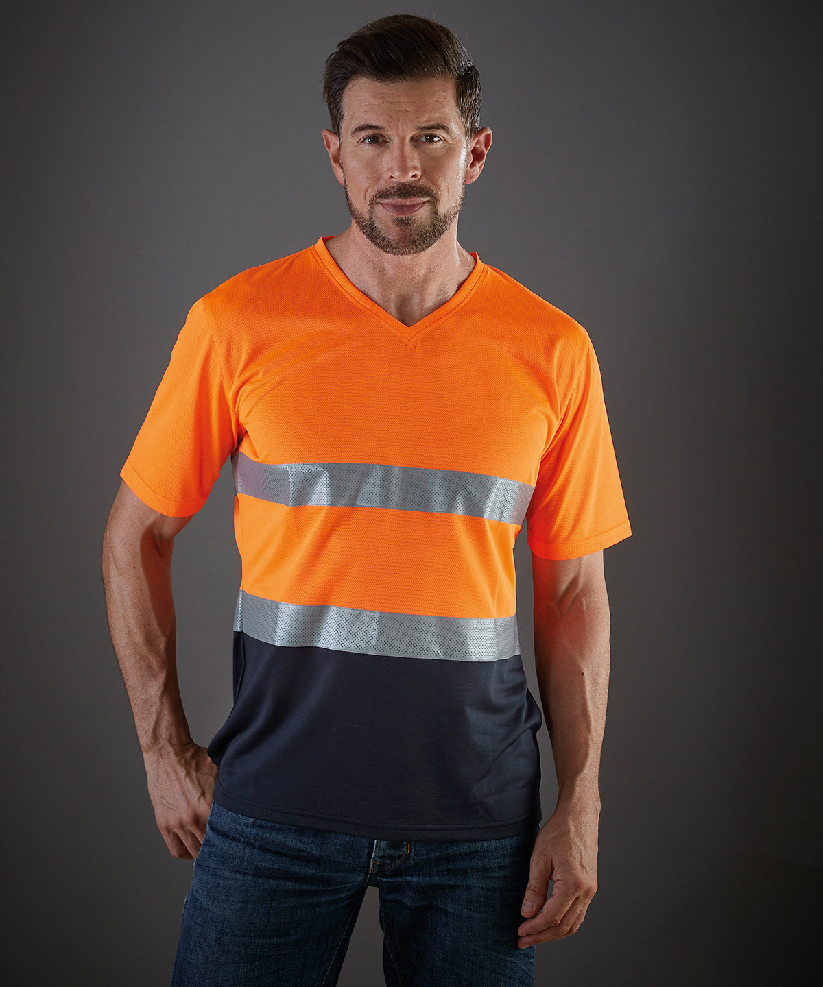 Stuttermabolir - Hi-vis Top Cool Super Light V-neck T-shirt (HVJ910)