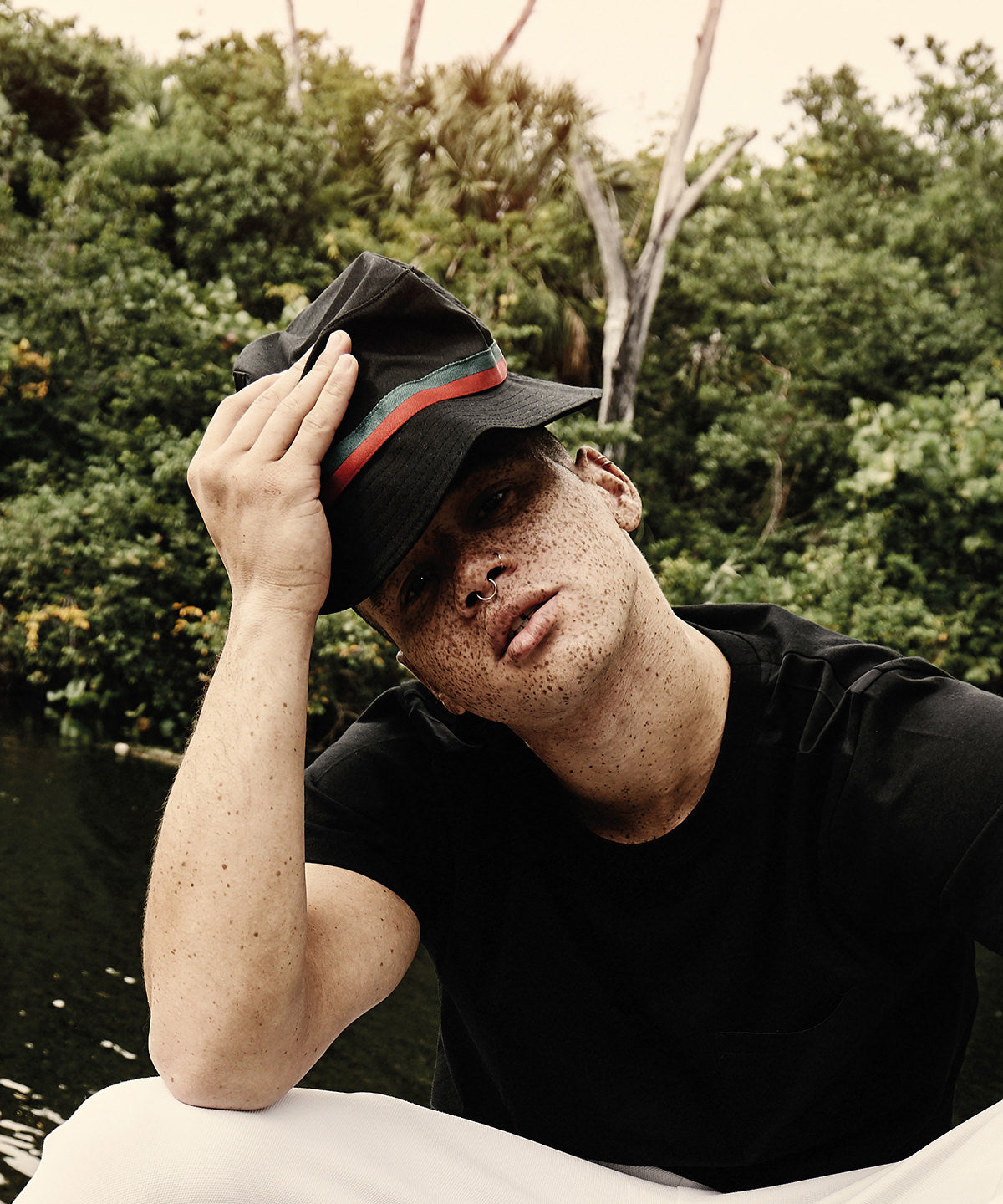 Húfur - Stripe Bucket Hat (5003S)