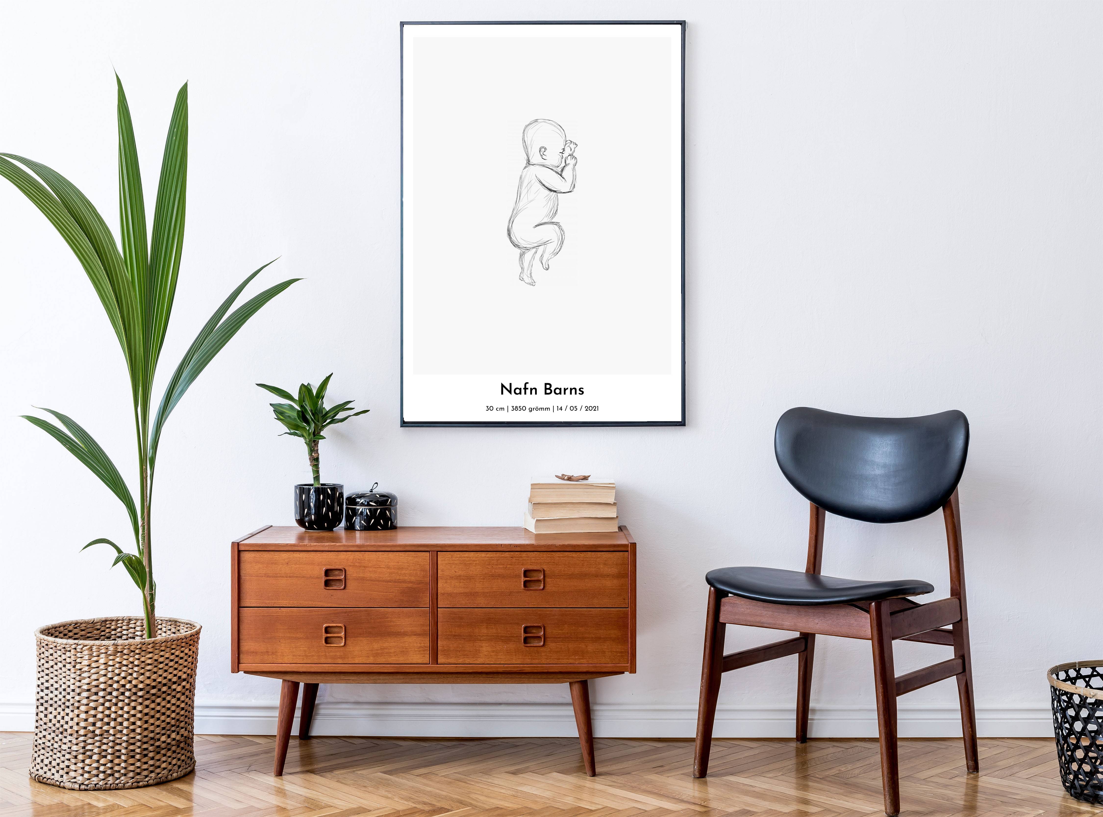 Barnamynd með hæð, þyngd og fæðingardegi