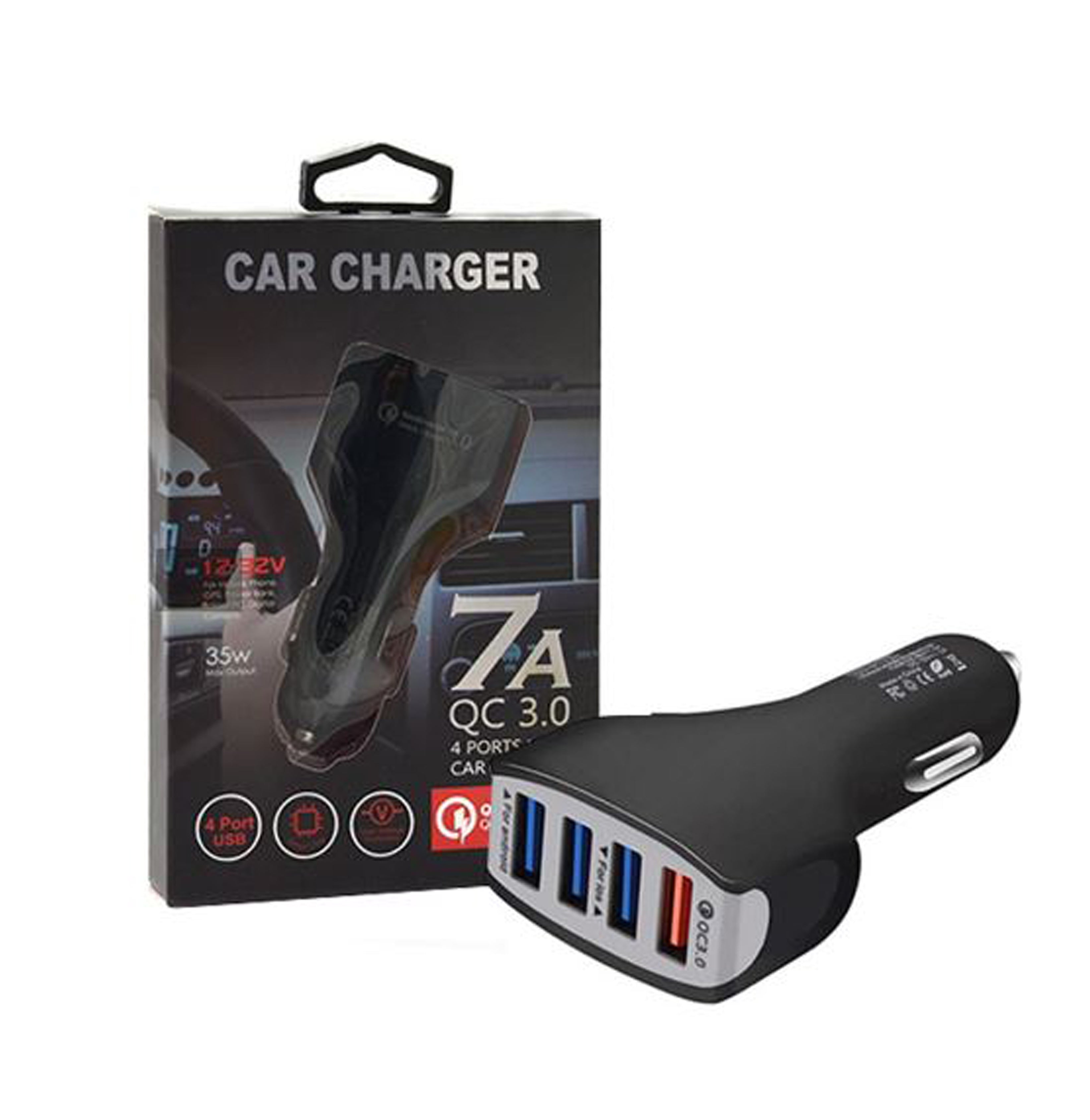 Bílahleðslutæki með 4 USB tengi