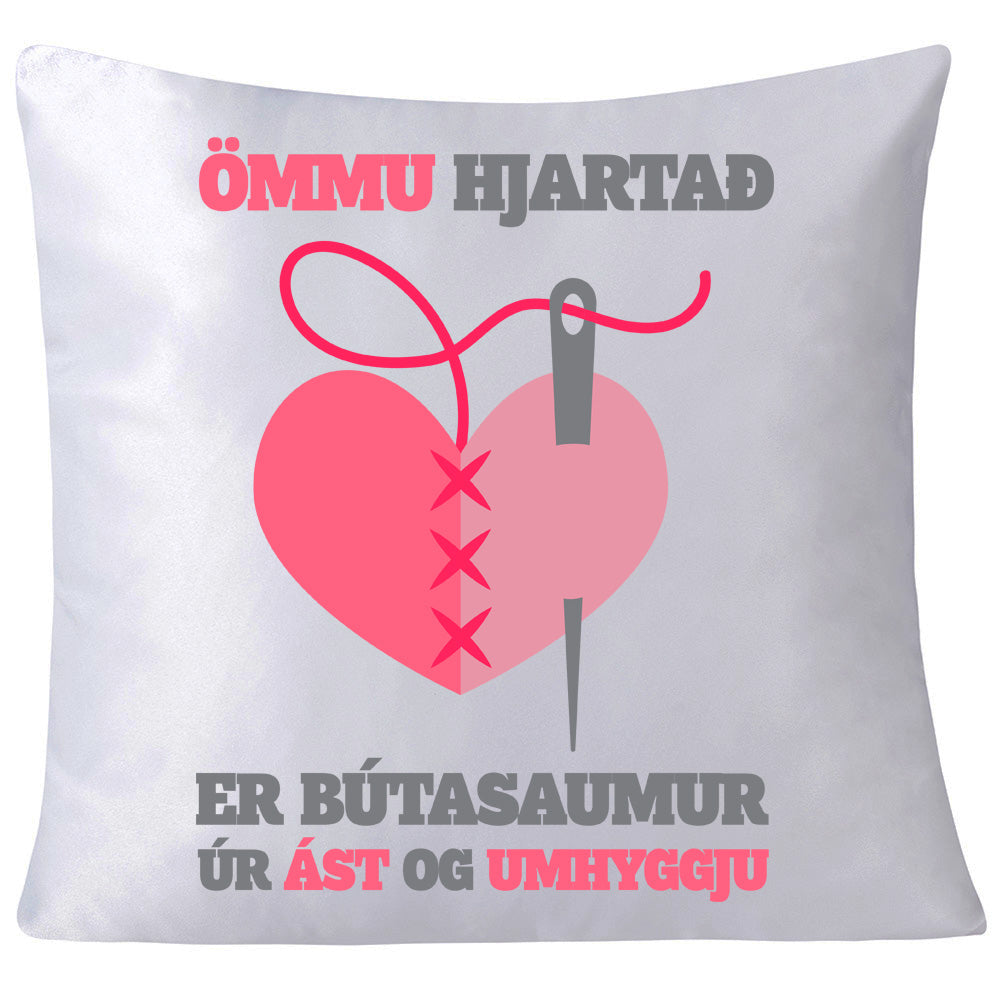 Ömmu hjartað er bútasaumur - Púði