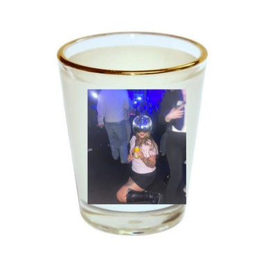 1,5oz skotglas (Hvítt og gyllt) - Hannaðu þitt eigið