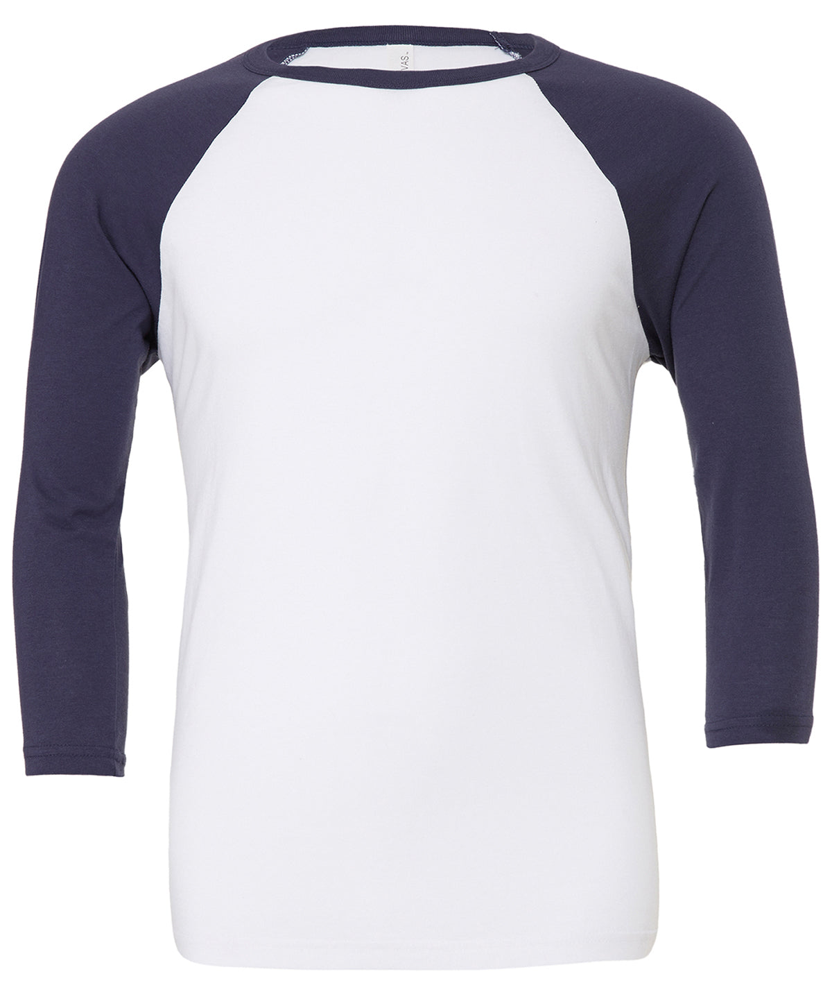 Stuttermabolur Bella Canvas BE100 – White/Navy – 2XL