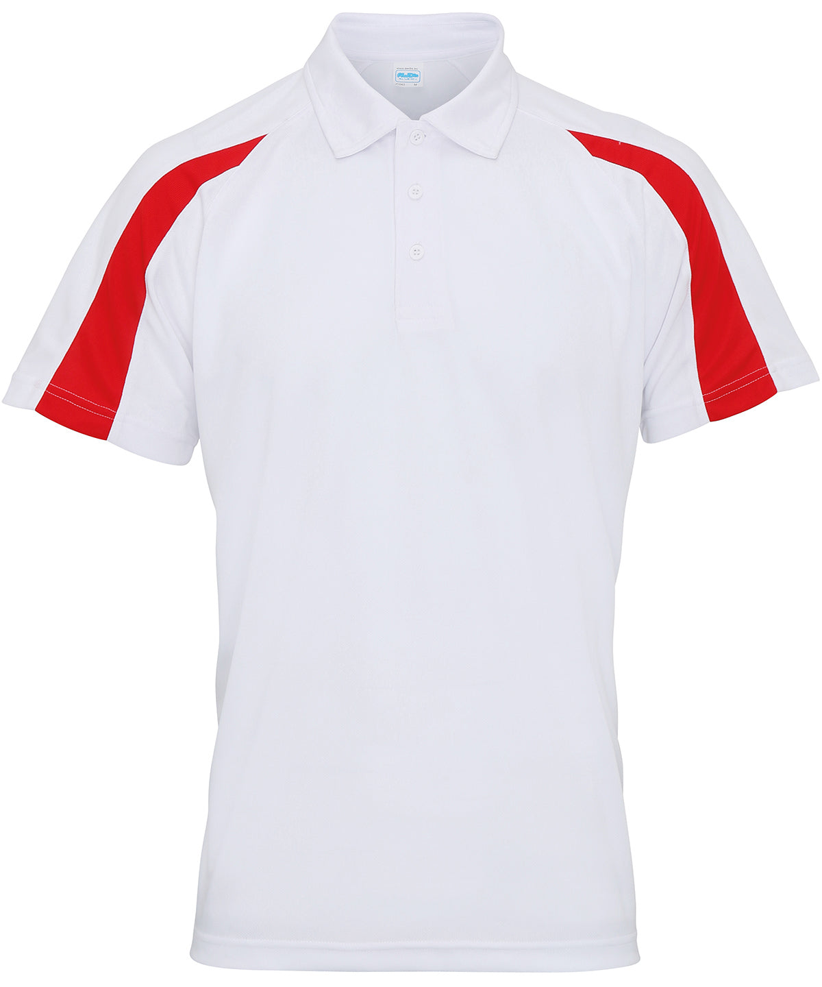 Pólóbolur AWDis Just Cool JC043 – Arctic White/Fire Red – 2XL