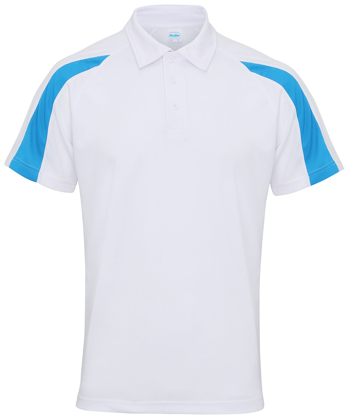 Pólóbolur AWDis Just Cool JC043 – Arctic White/Sapphire Blue – 2XL