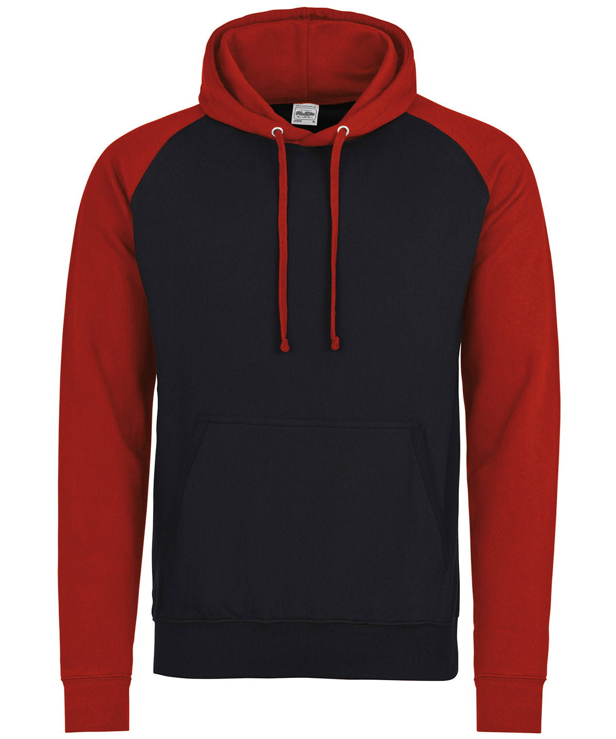Hettupeysa AWDis Just Hoods JH009 – Jet Black/Fire Red – 2XL