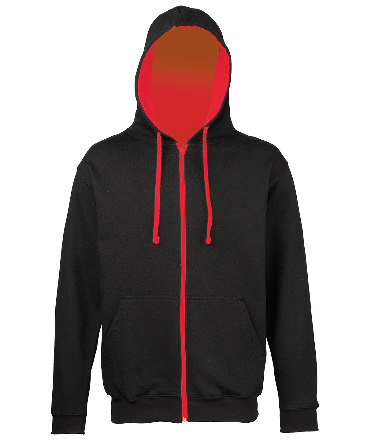 Hettupeysa AWDis Just Hoods JH053 – Jet Black/Fire Red – 2XL