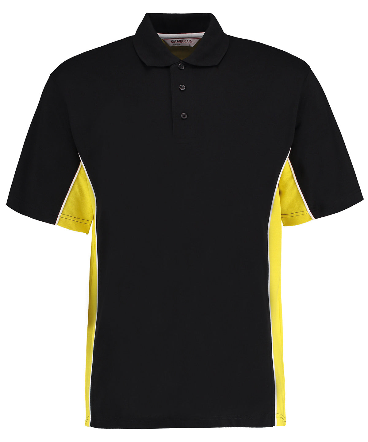 Pólóbolur Kustom Kit KK475 – Black/Yellow/White – 3XL