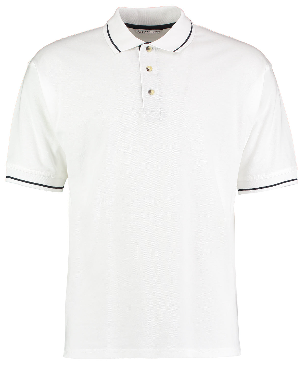 Pólóbolur Kustom Kit KK606 – White/Navy – 2XL