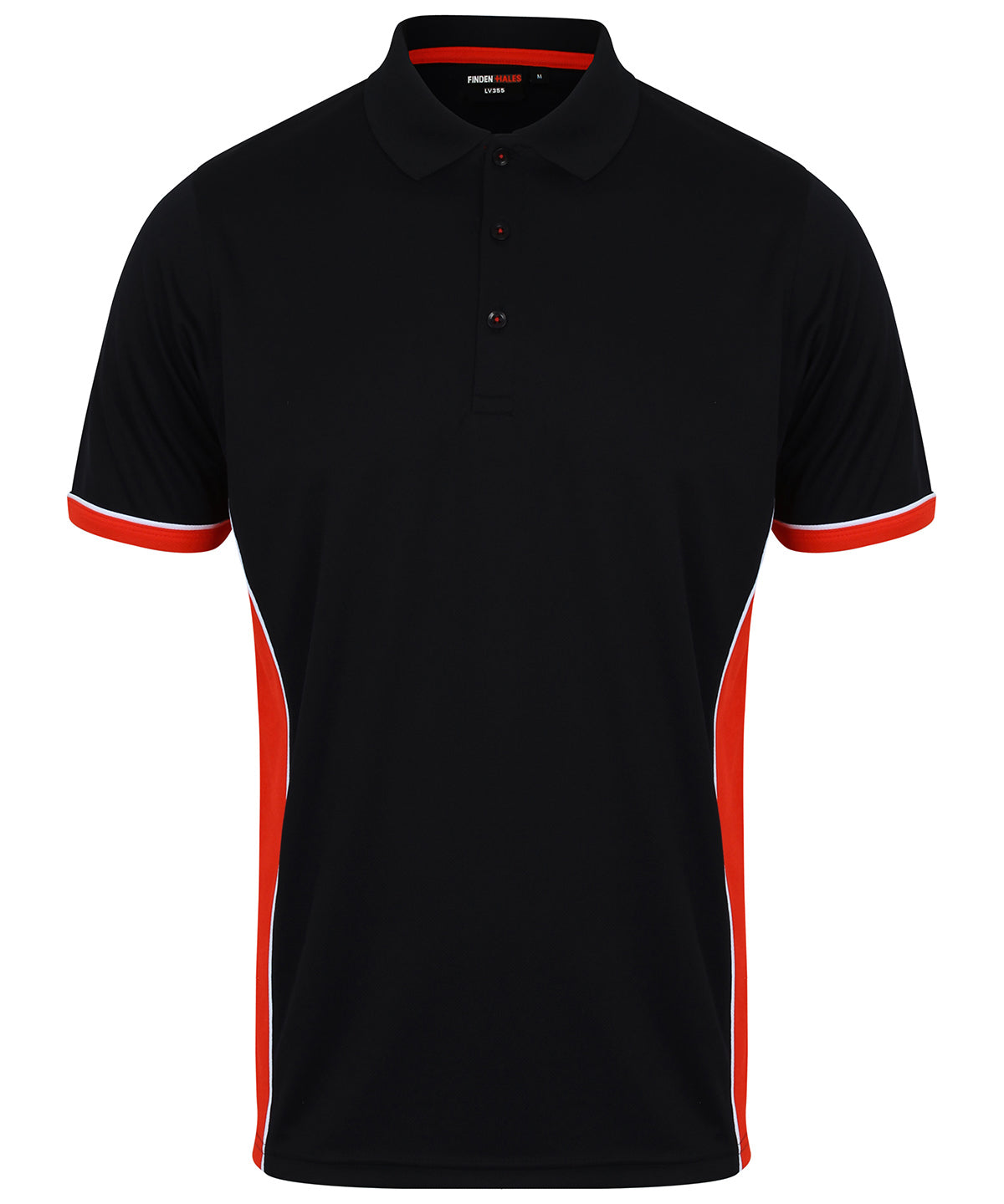 Pólóbolur Finden & Hales LV355 – Black/Red/White – 2XL