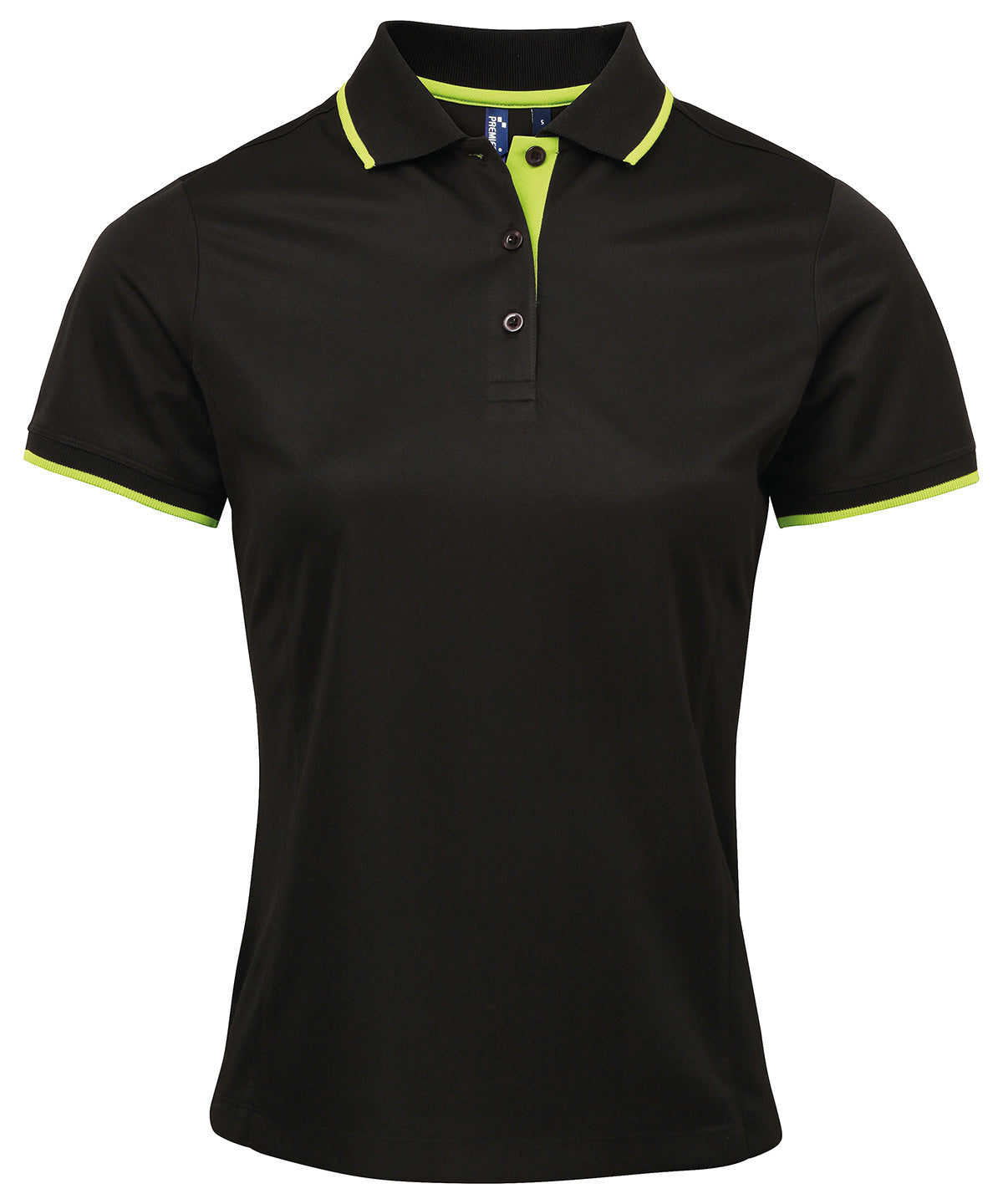Pólóbolur Premier PR619 – Black/Lime – 2XL