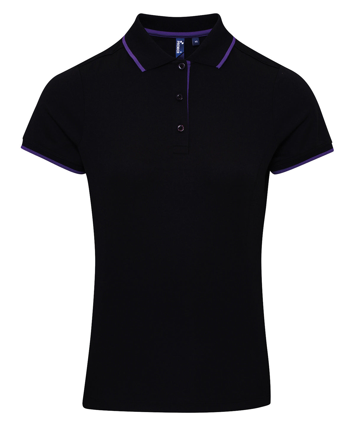 Pólóbolur Premier PR619 – Black/Purple – 2XL