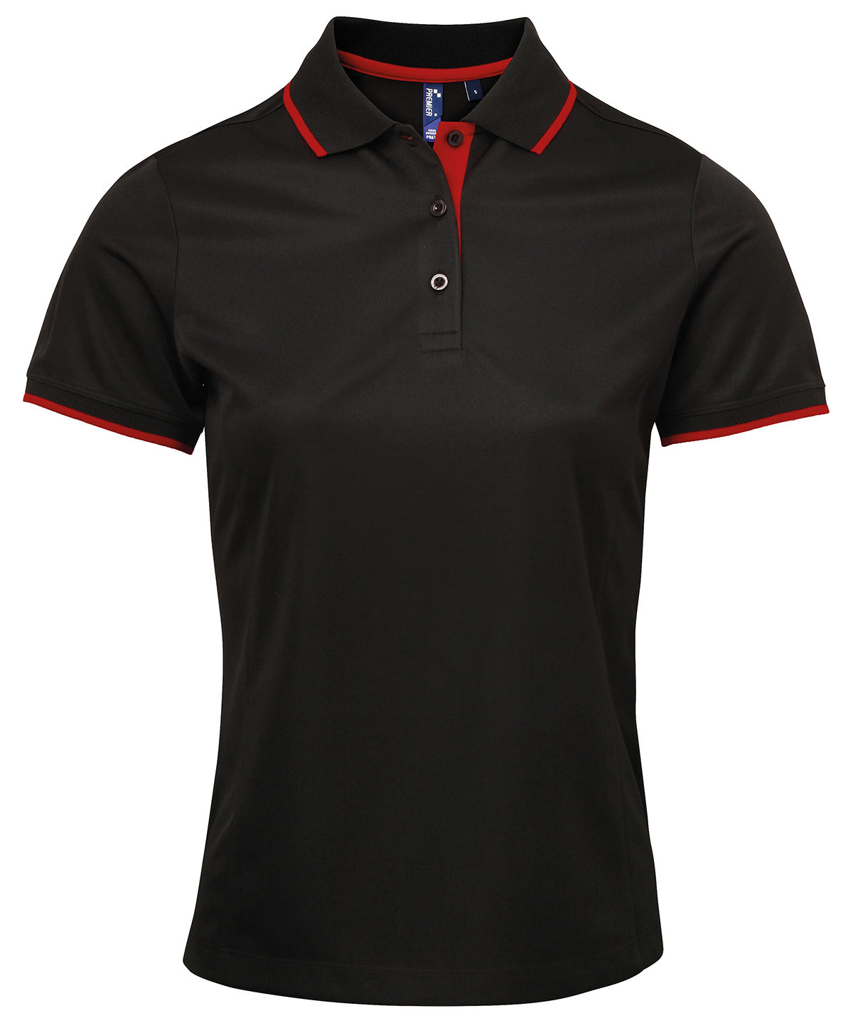 Pólóbolur Premier PR619 – Black/Red – 2XL
