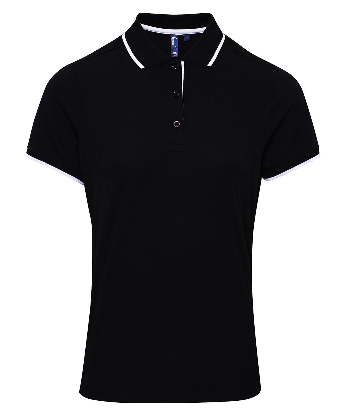 Pólóbolur Premier PR619 – Black/White – 2XL