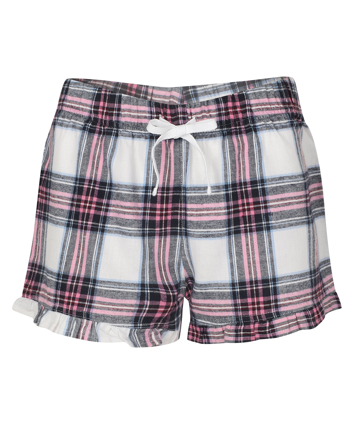 Þægindabuxur SF SK082 – White/Pink Check – XL