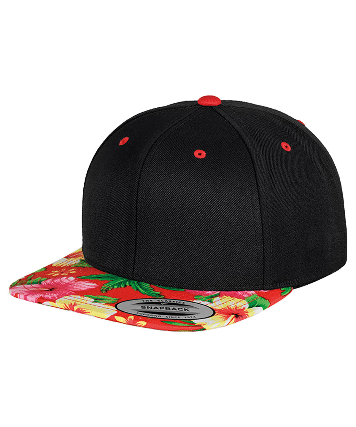 Derhúfa Flexfit by Yupoong YP003 – Black/Floral Red – One size