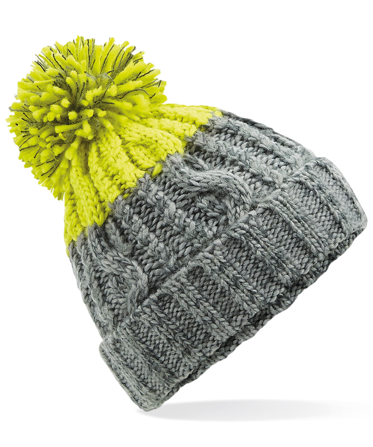 Húfa Beechfield BC437 – Light Grey/Citron – One size