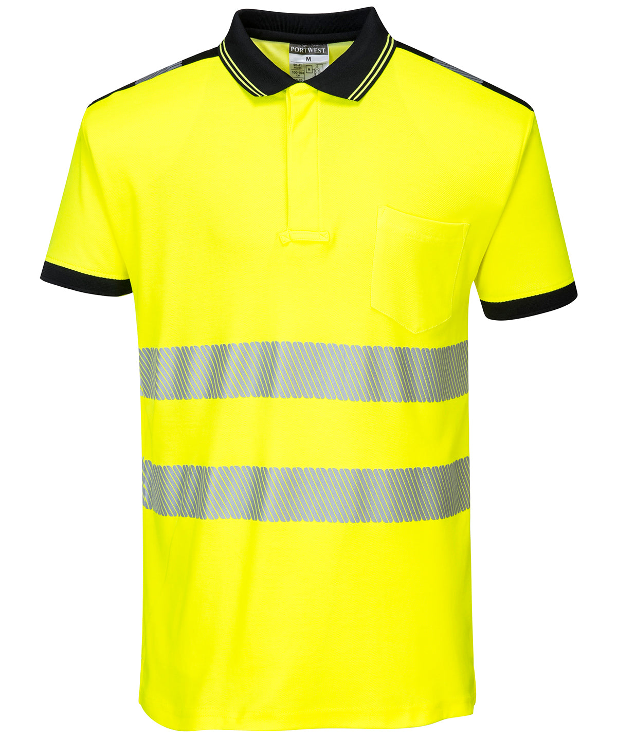 Pólóbolur Portwest PW368 – Yellow/Black – 3XL