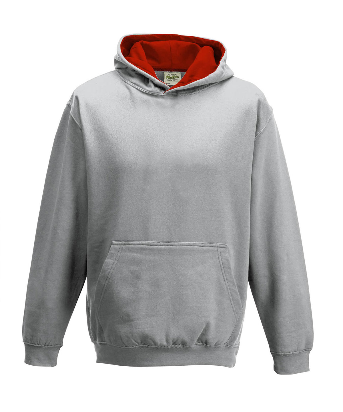 Hettupeysa AWDis Just Hoods JH03J – Heather Grey/Fire Red – 12/13 Years
