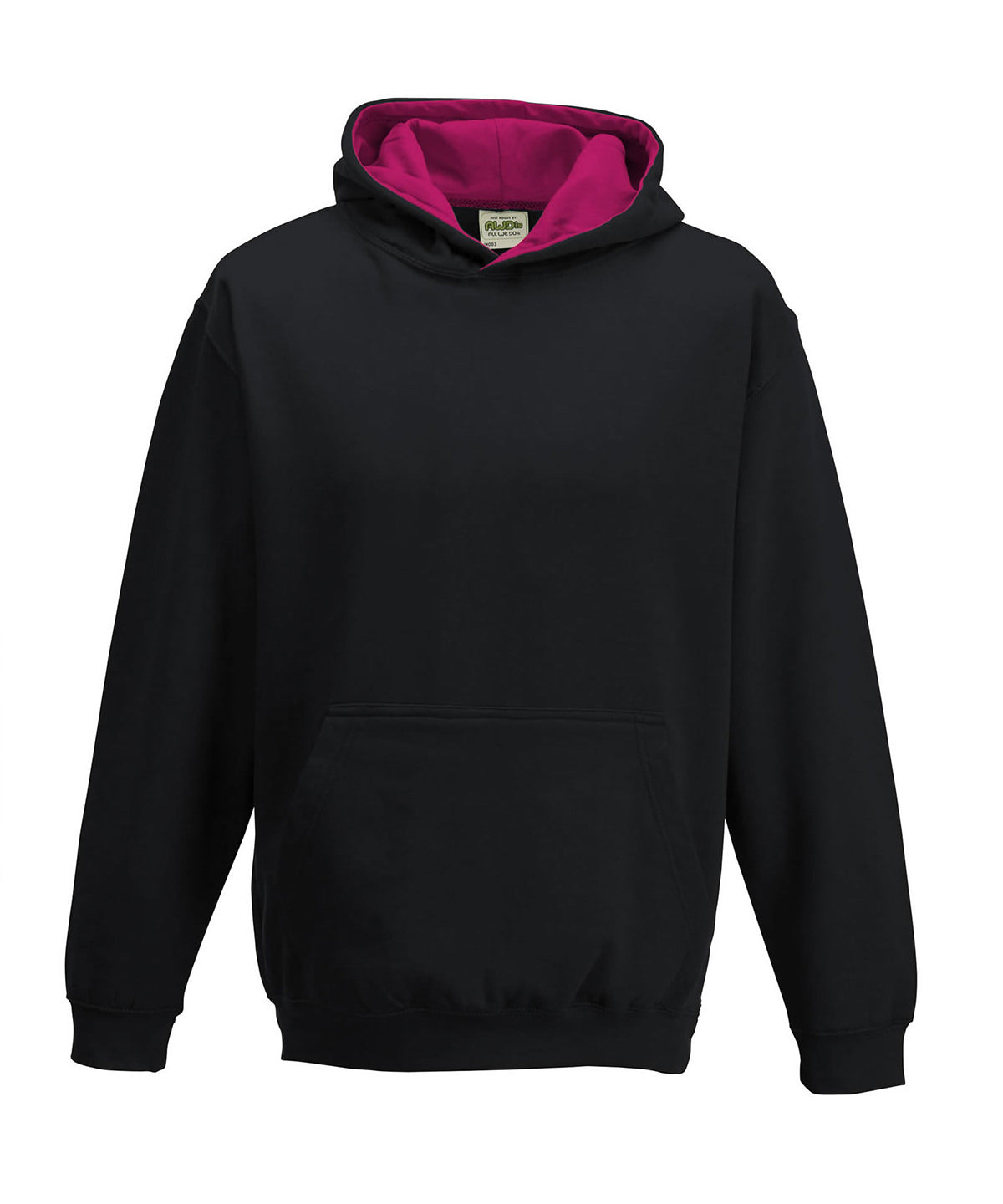 Hettupeysa AWDis Just Hoods JH03J – Jet Black/Hot Pink – 12/13 Years