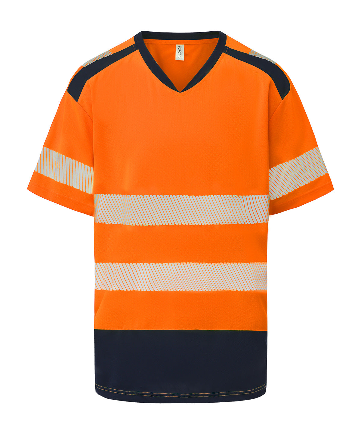 Stuttermabolur Yoko YK054 – Hi-vis Orange/Navy – 6XL