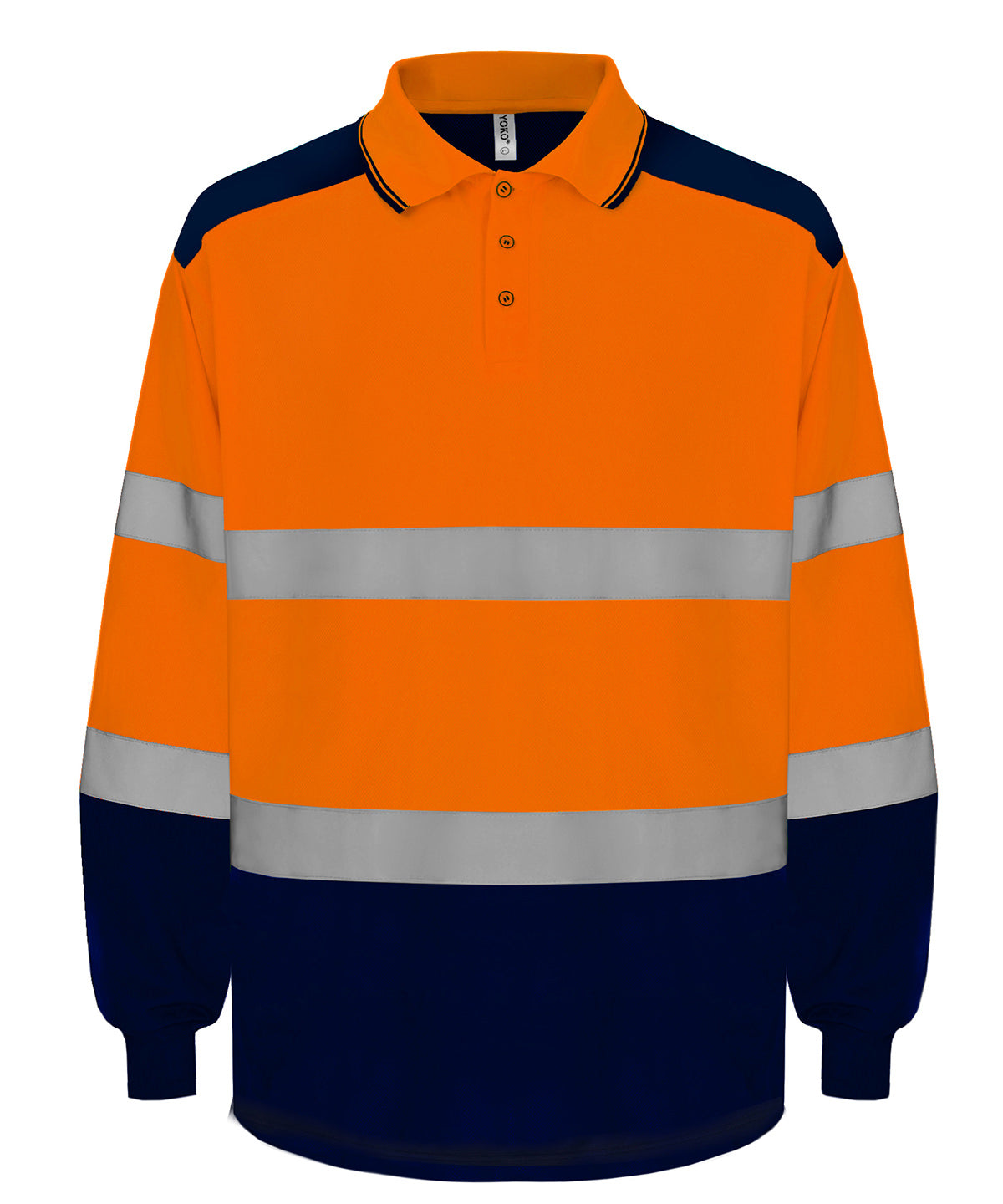 Pólóbolur Yoko YK055 – Hi-vis Orange/Navy – 6XL