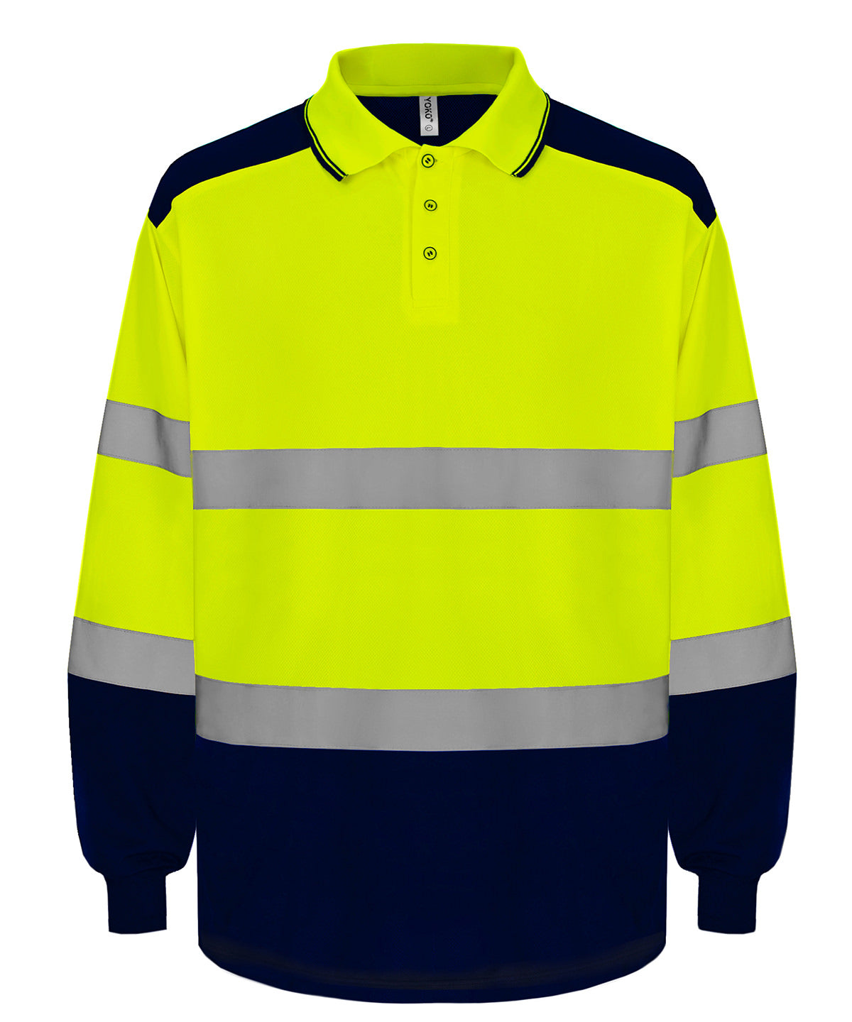 Pólóbolur Yoko YK055 – Hi-vis Yellow/Navy – 6XL
