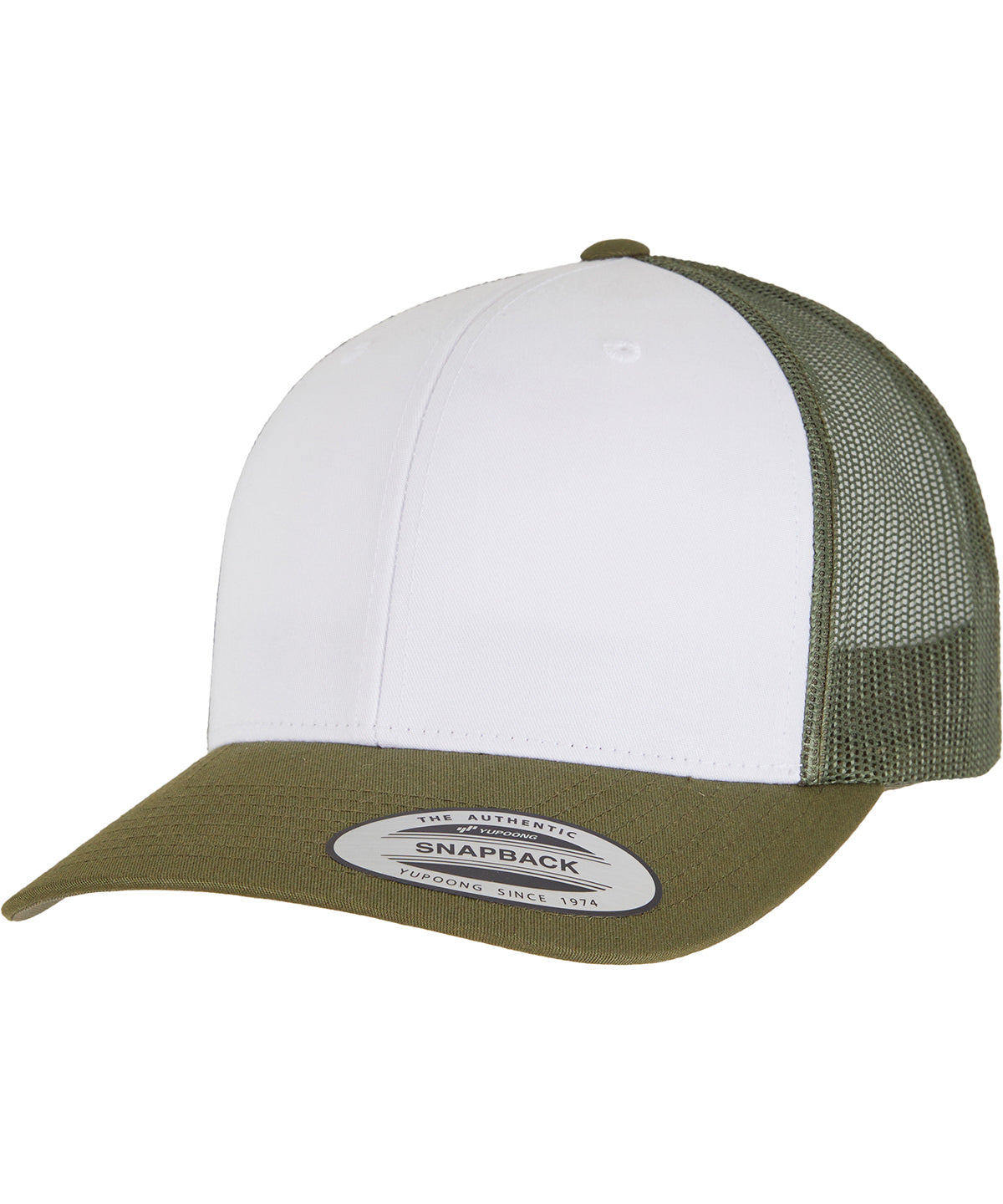 Derhúfa Flexfit by Yupoong YP129 – Moss Green/White/Olive – One size
