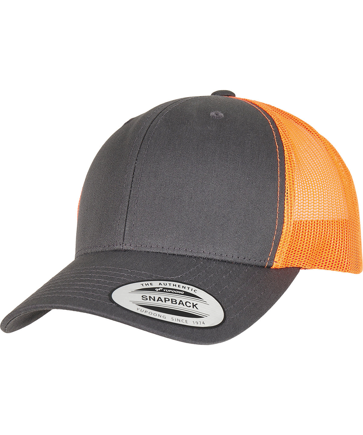 Derhúfa Flexfit by Yupoong YP237 – Charcoal/Neon Orange – One size