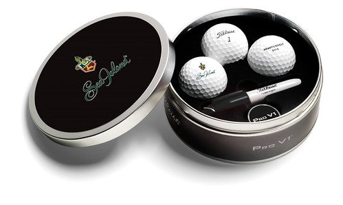 Titleist Pro V1 golfboltar í málmboxi – sérmerkt golfgjafasett
