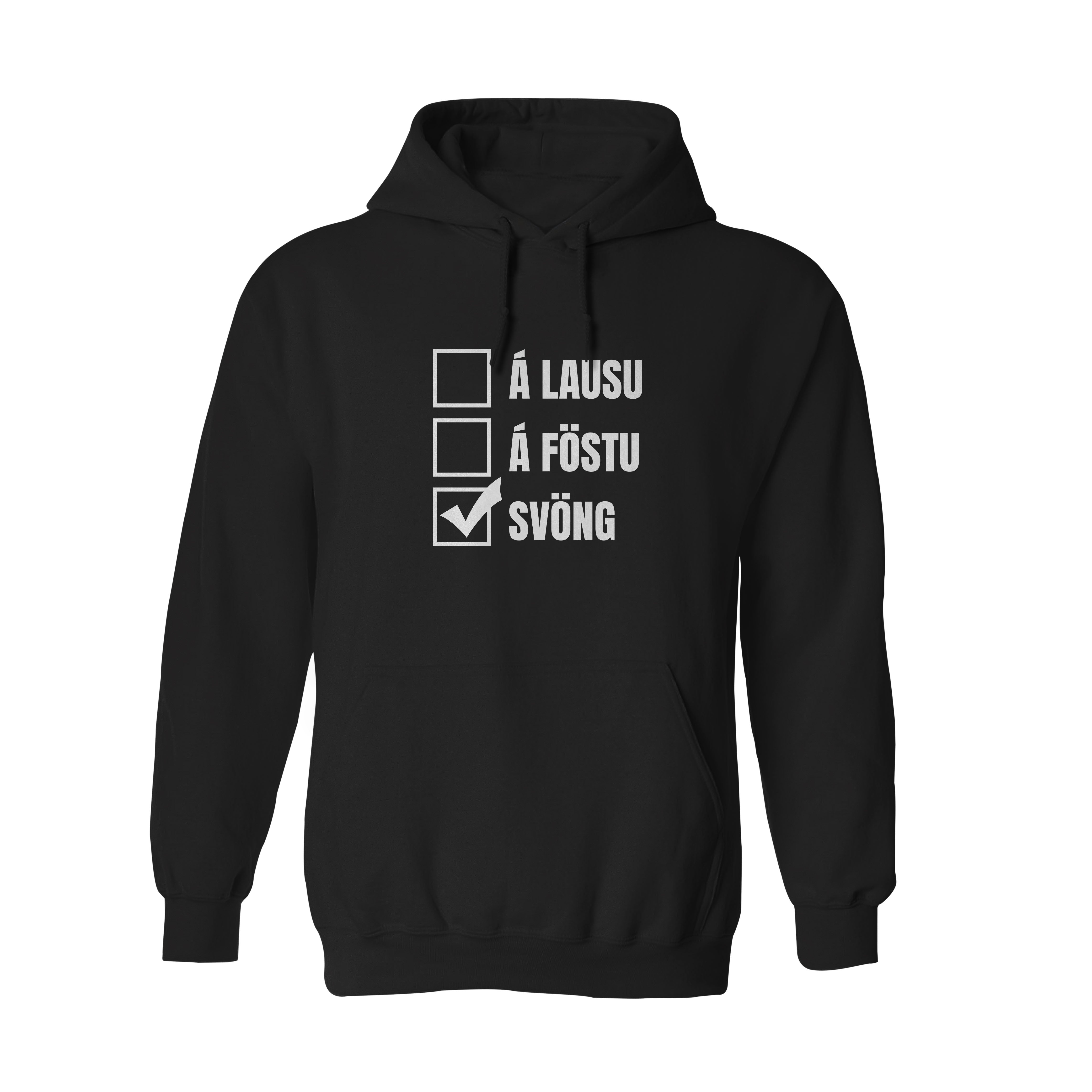 Á LAUSUÁ FÖSTU SVÖNG - Hettupeysa - Svört