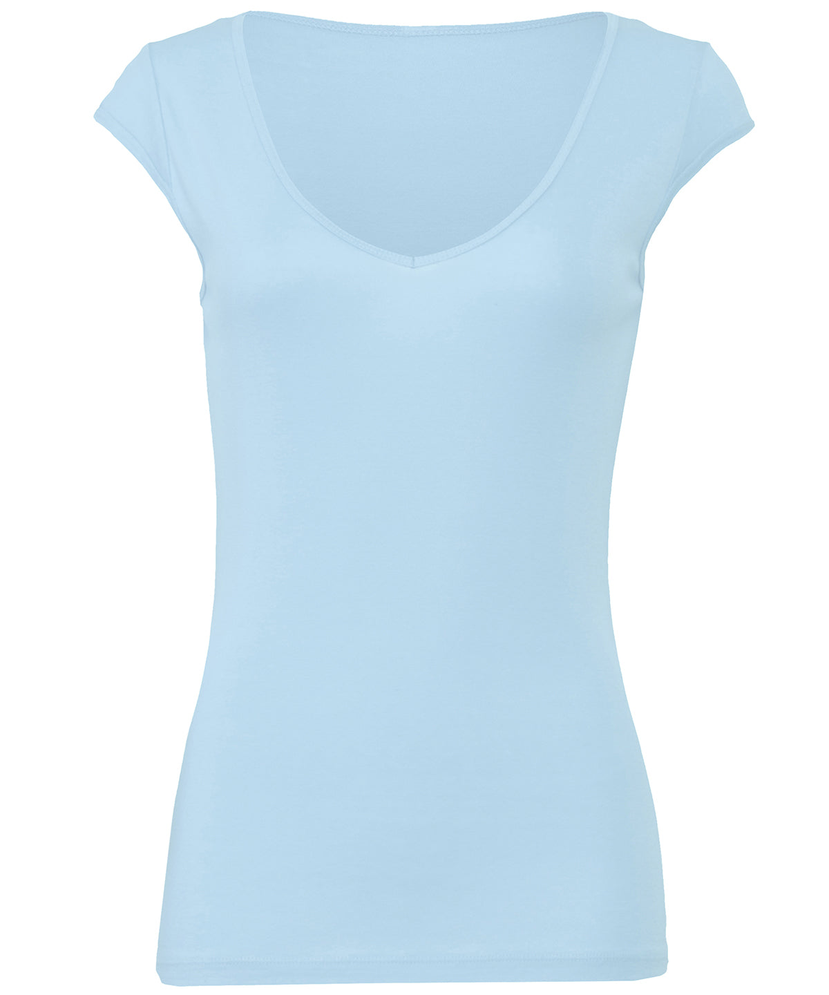 Stuttermabolir - Sheer Mini Rib V-neck T-shirt