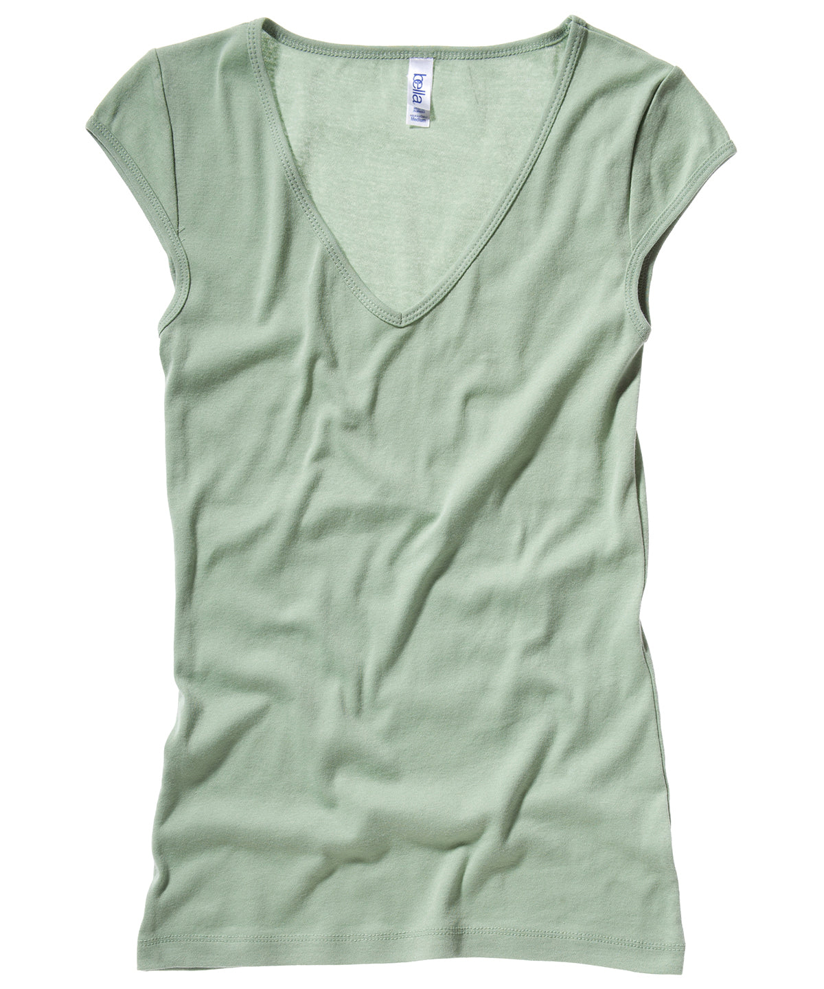 Stuttermabolir - Sheer Mini Rib V-neck T-shirt
