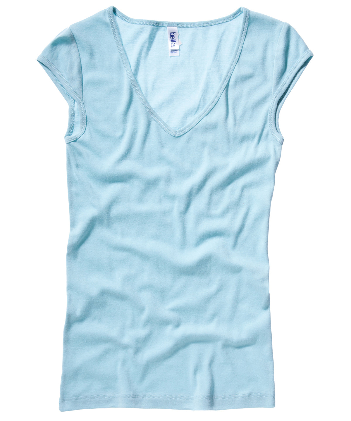 Stuttermabolir - Sheer Mini Rib V-neck T-shirt