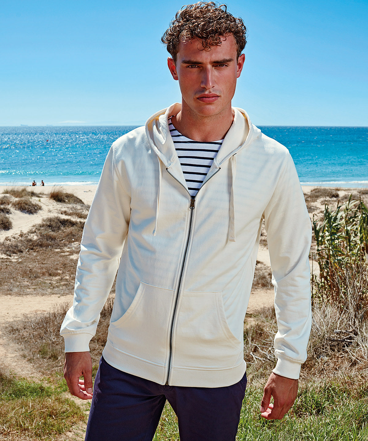 Hettupeysur - Men's Coastal Vintage Wash Loop Back Zip Through Hoodie