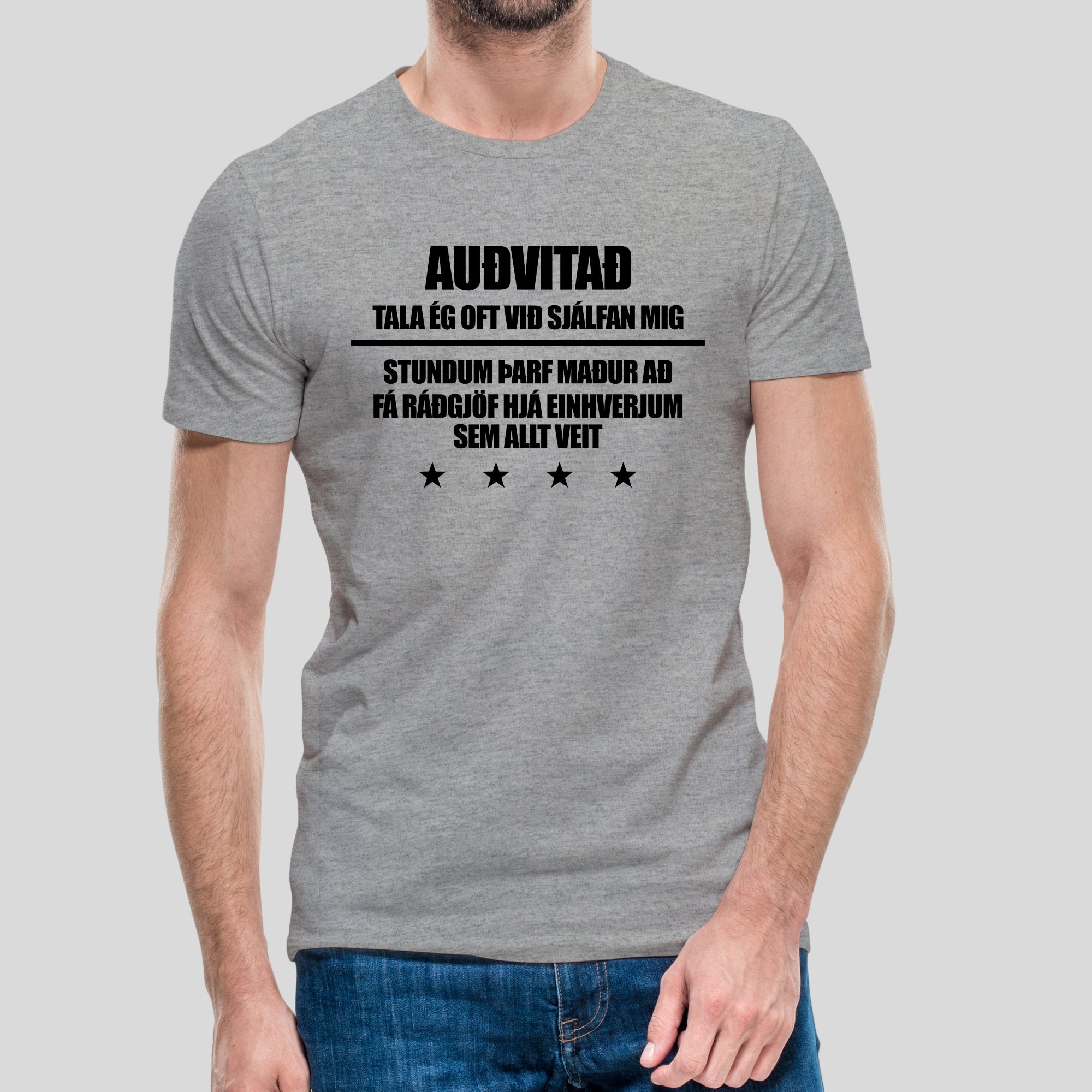 AUÐVITAÐ- Grár bolur