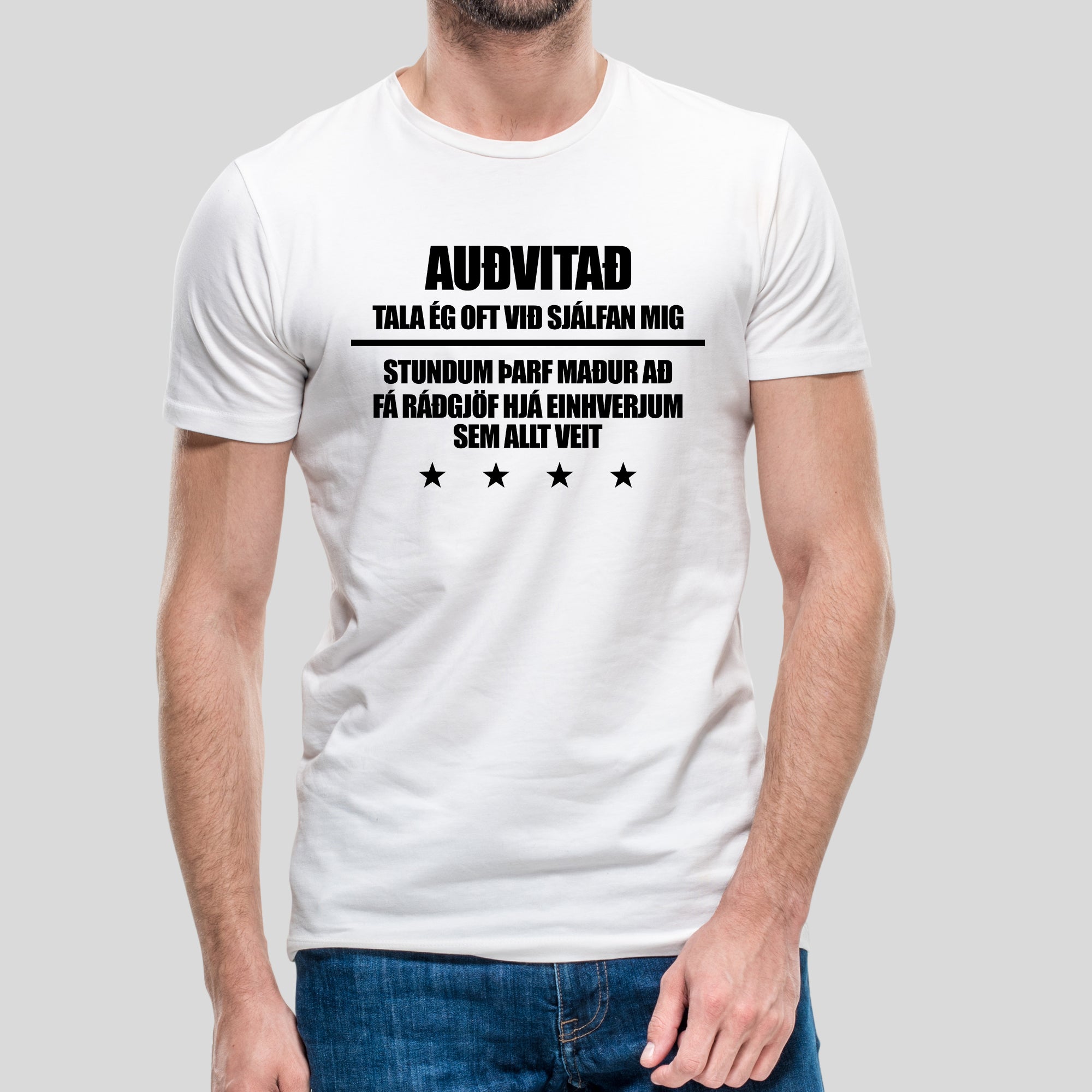 AUÐVITAÐ- Hvítur bolur